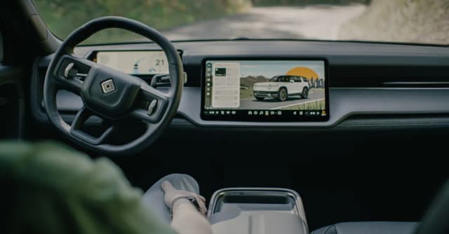 Rivian R2 SUV equipped with autonomy hardware, the vehicle Uber plans to deploy as a robotaxi starting in 2028