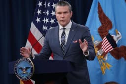 US Defense Secretary Pete Hegseth provides updates on military operations in Iran during a press briefing at the Pentagon in Arlington, Virginia, on March 19, 2026
