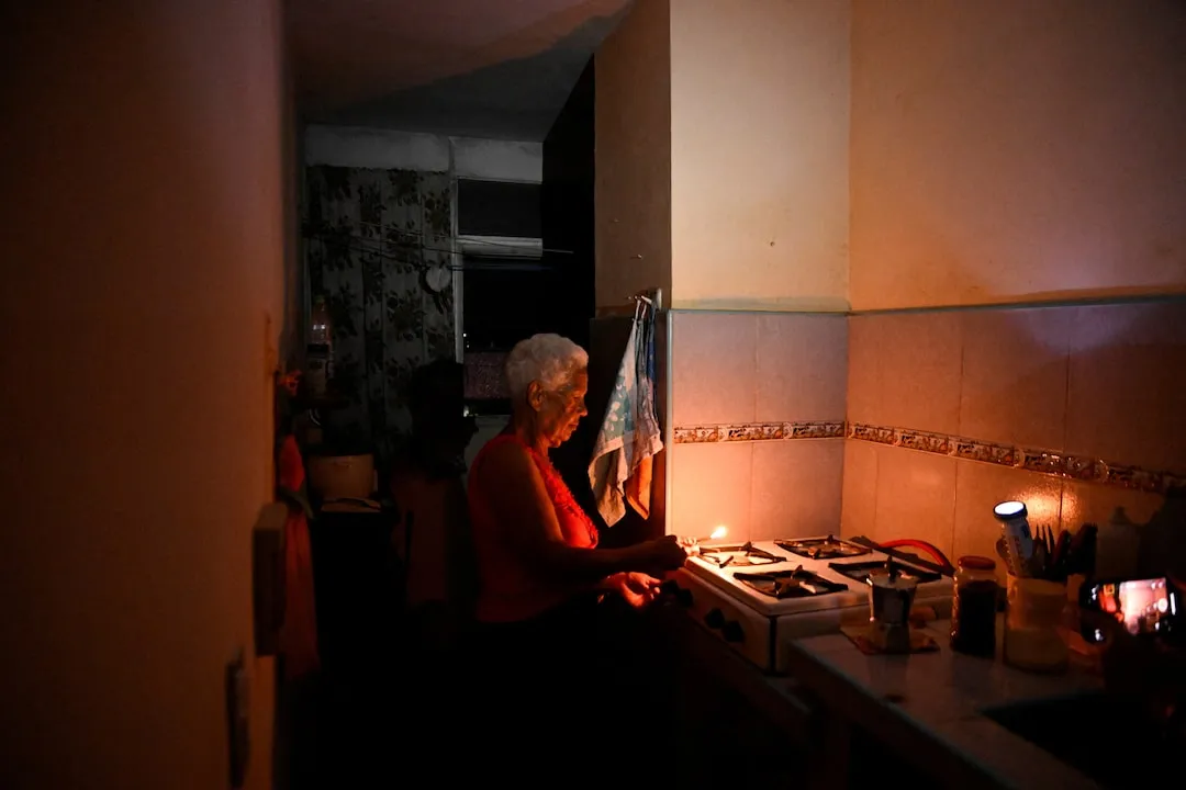 A resident in Havana during a blackout as Cuba's national electric grid collapsed on March 16, 2026