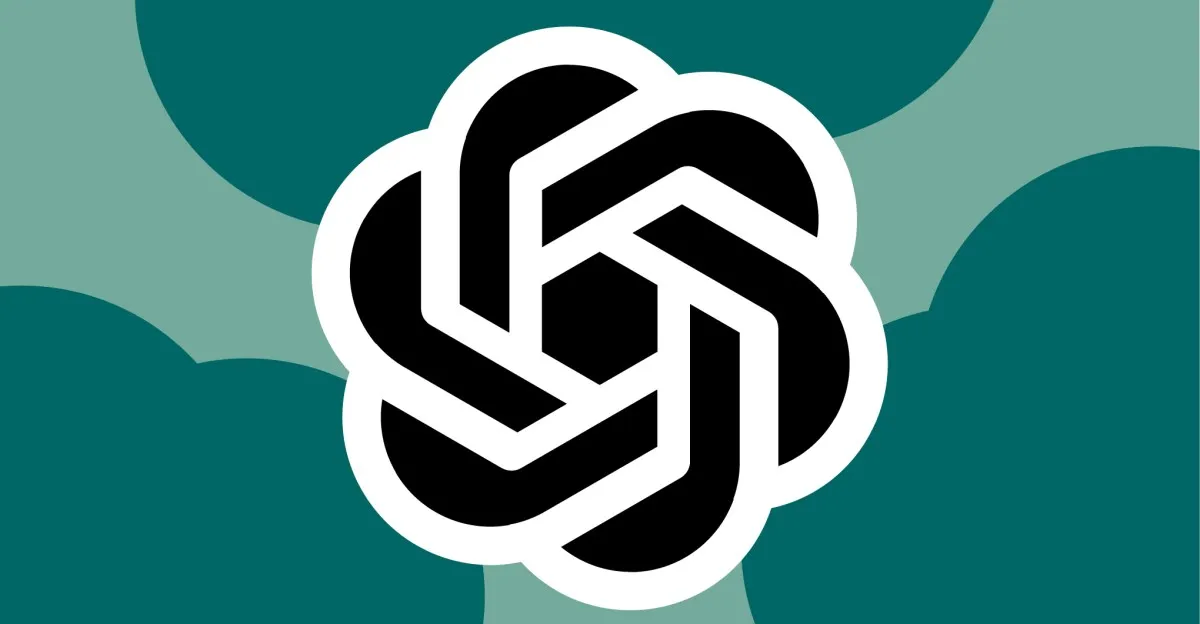 OpenAI logo illustration on a stylized green and black background
