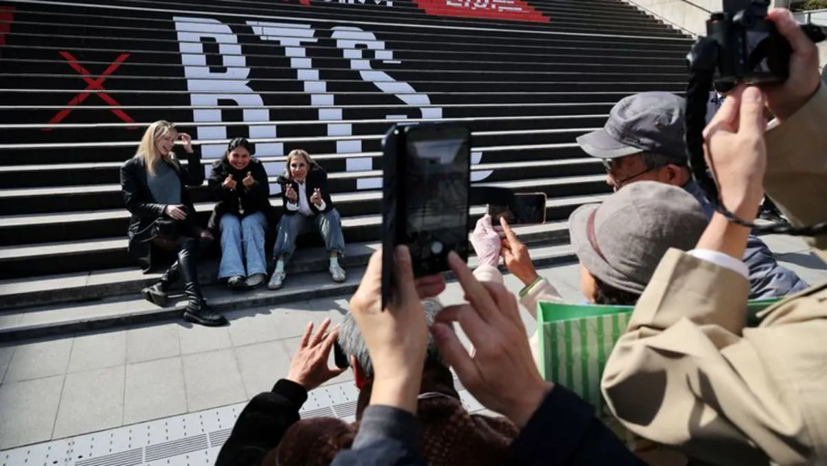 BTS fans gather at Gwanghwamun Square in Seoul ahead of the group's comeback concert on March 21, 2026