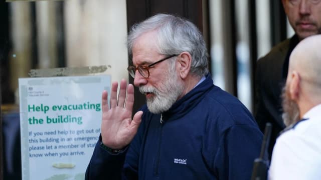 Former Sinn Féin president Gerry Adams arrives at the Royal Courts of Justice in central London during the civil trial, March 2026