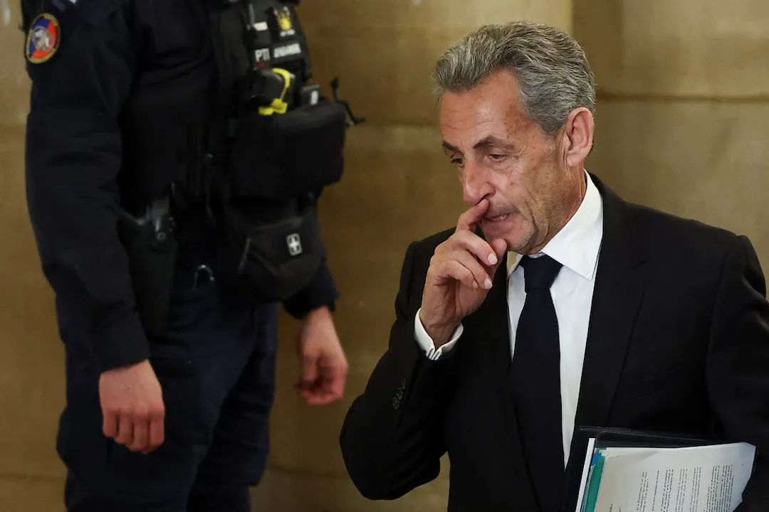 Former French President Nicolas Sarkozy arrives at the Paris Court of Appeal for the opening of his appeal trial over alleged Libyan campaign financing, March 16, 2026