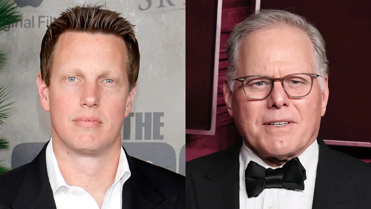 David Ellison and David Zaslav in a split Getty Images press photo tied to coverage of the Paramount Skydance–Warner Bros. Discovery deal