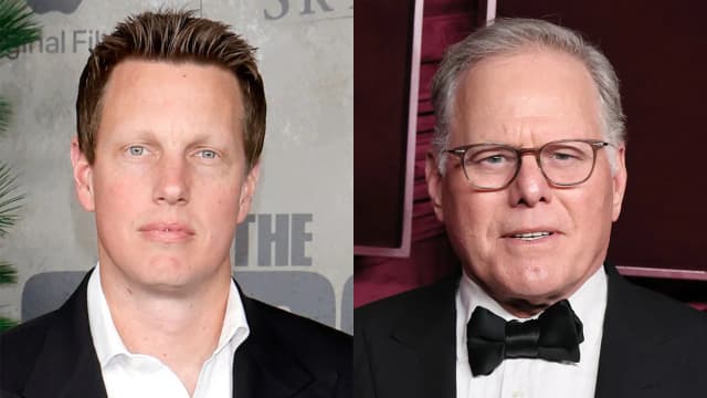 David Ellison and David Zaslav in a split Getty Images press photo tied to coverage of the Paramount Skydance–Warner Bros. Discovery deal