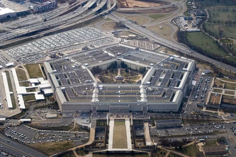Aerial view of the Pentagon building in Washington, D.C., headquarters of the U.S. Department of Defense