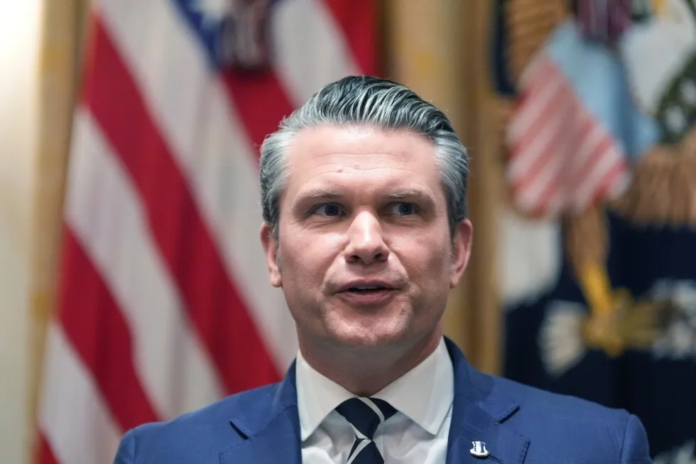 Defense Secretary Pete Hegseth speaks during a Cabinet meeting at the White House on March 26, 2026, as Washington responds to the Iranian strike on Prince Sultan Air Base