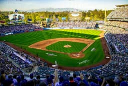 Crowd at Dodger Stadium during a baseball game in Los Angeles