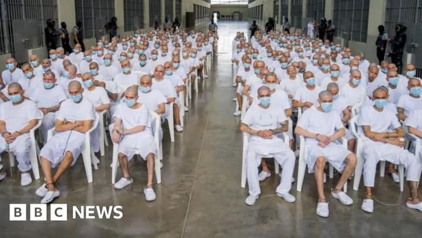 Defendants appear by video link during the opening of El Salvador's mass trial of alleged MS-13 leaders