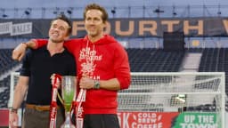 Rob McElhenney and Ryan Reynolds in a press photo for FX's Welcome to Wrexham