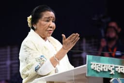 Asha Bhosle at a Mumbai press conference in a file photo announcing her 90th live concert in Dubai