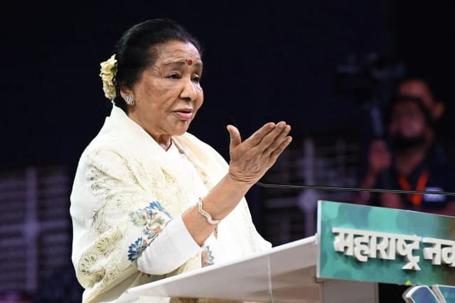 Asha Bhosle at a Mumbai press conference in a file photo announcing her 90th live concert in Dubai