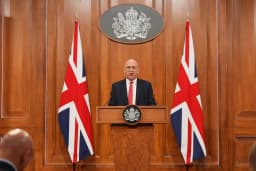 Britain's Defence Secretary John Healey delivers a statement in London on April 9, 2026, as the UK details an operation with Norway to track Russian submarines near North Atlantic cables and pipelines