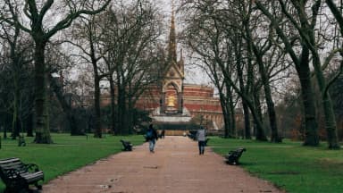 A view across Kensington Gardens in London near the area sealed off during the police investigation