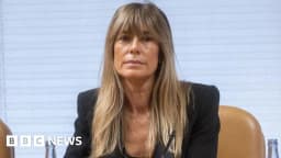 Begoña Gómez at the Assembly of Madrid in Madrid, Spain, as formal corruption charges against the Spanish prime minister's wife become public