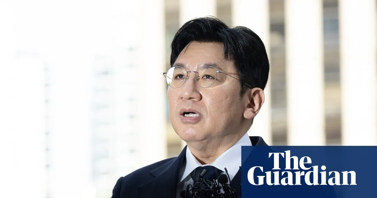 HYBE founder Bang Si-hyuk in a file photo as South Korean police seek an arrest warrant over alleged unfair stock trading