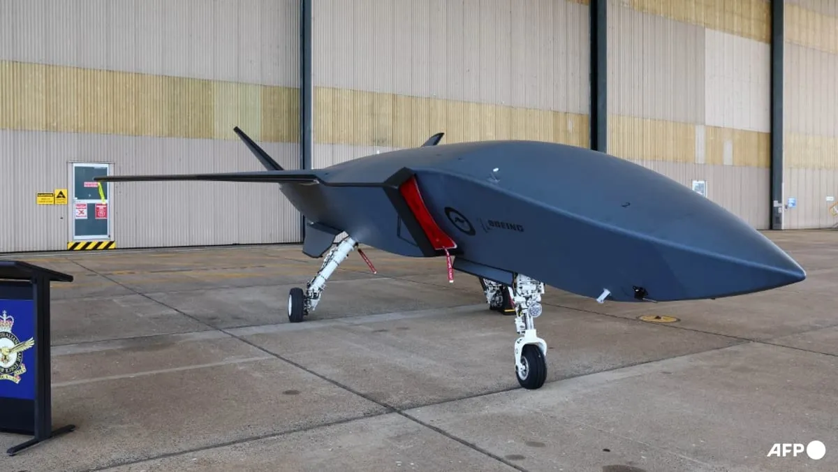 Ghost Bat drone on display at Amberley Royal Australian Air Force Base in Australia, used in coverage of Canberra's defence spending increase