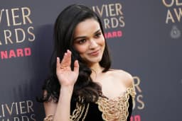 Rachel Zegler arrives at the 2026 Olivier Awards in London before the ceremony where major stage prizes were handed out