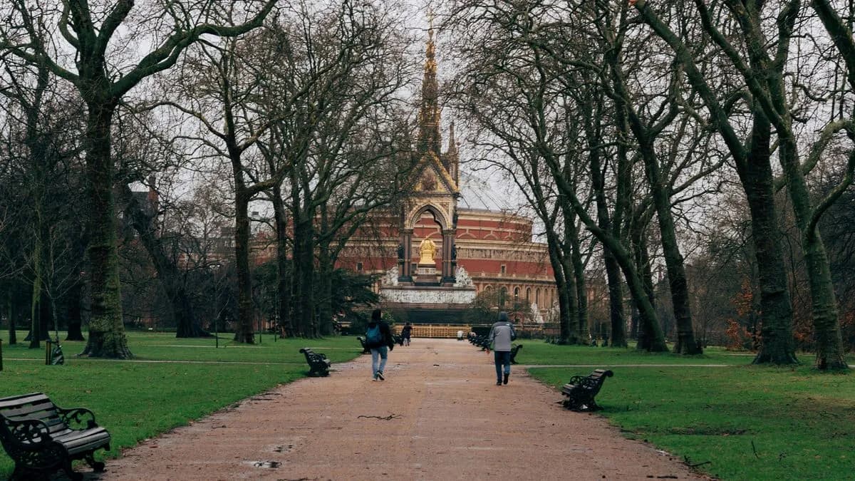 A view across Kensington Gardens in London near the area sealed off during the police investigation