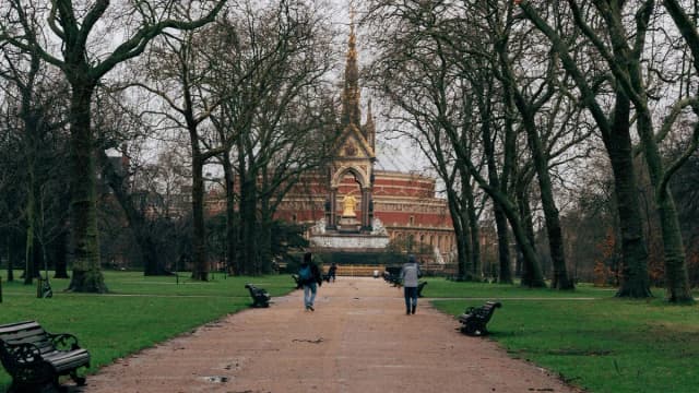 A view across Kensington Gardens in London near the area sealed off during the police investigation