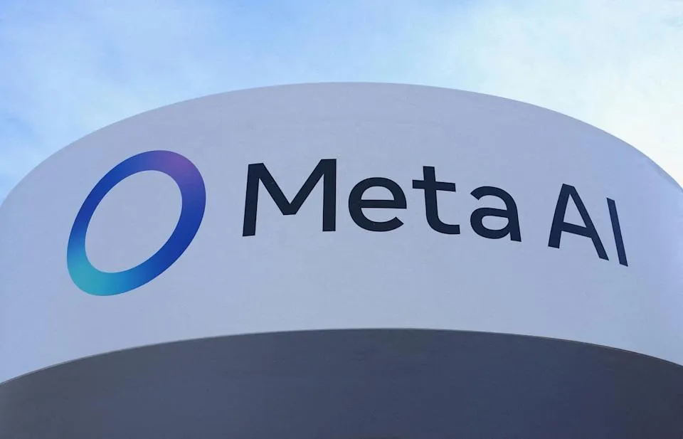Meta AI logo outside the Meta House at the World Economic Forum in Davos, photographed by Reuters' Yves Herman