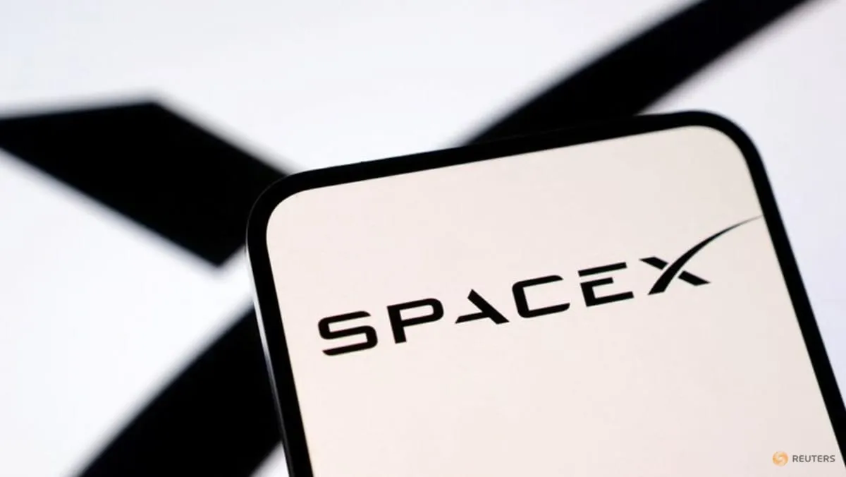 A SpaceX logo in an illustration.