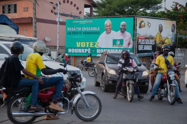 Romuald Wadagni greets supporters at a campaign rally in Cotonou ahead of Benin’s presidential election.