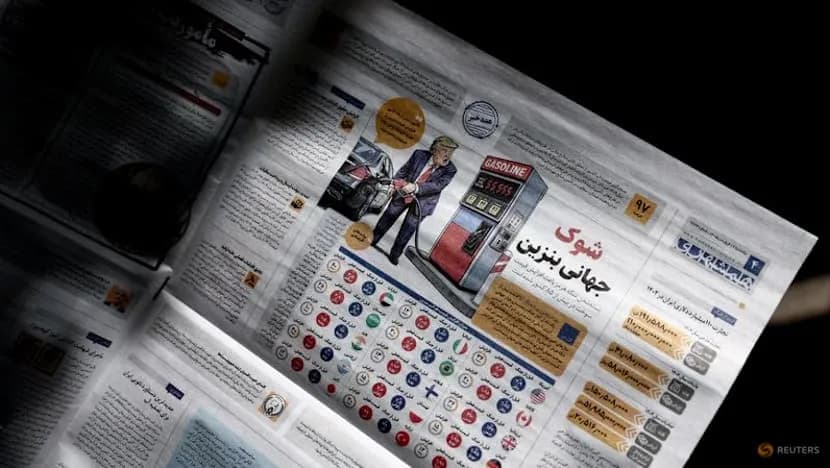 Cartoon depiction of Donald Trump on the front page of an Iranian newspaper in Tehran during the U.S.-Israeli conflict with Iran