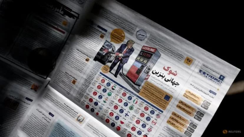 Cartoon depiction of Donald Trump on the front page of an Iranian newspaper in Tehran during the U.S.-Israeli conflict with Iran