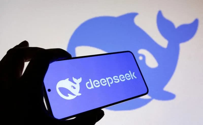 DeepSeek logo beside the words Artificial Intelligence in a Reuters illustration