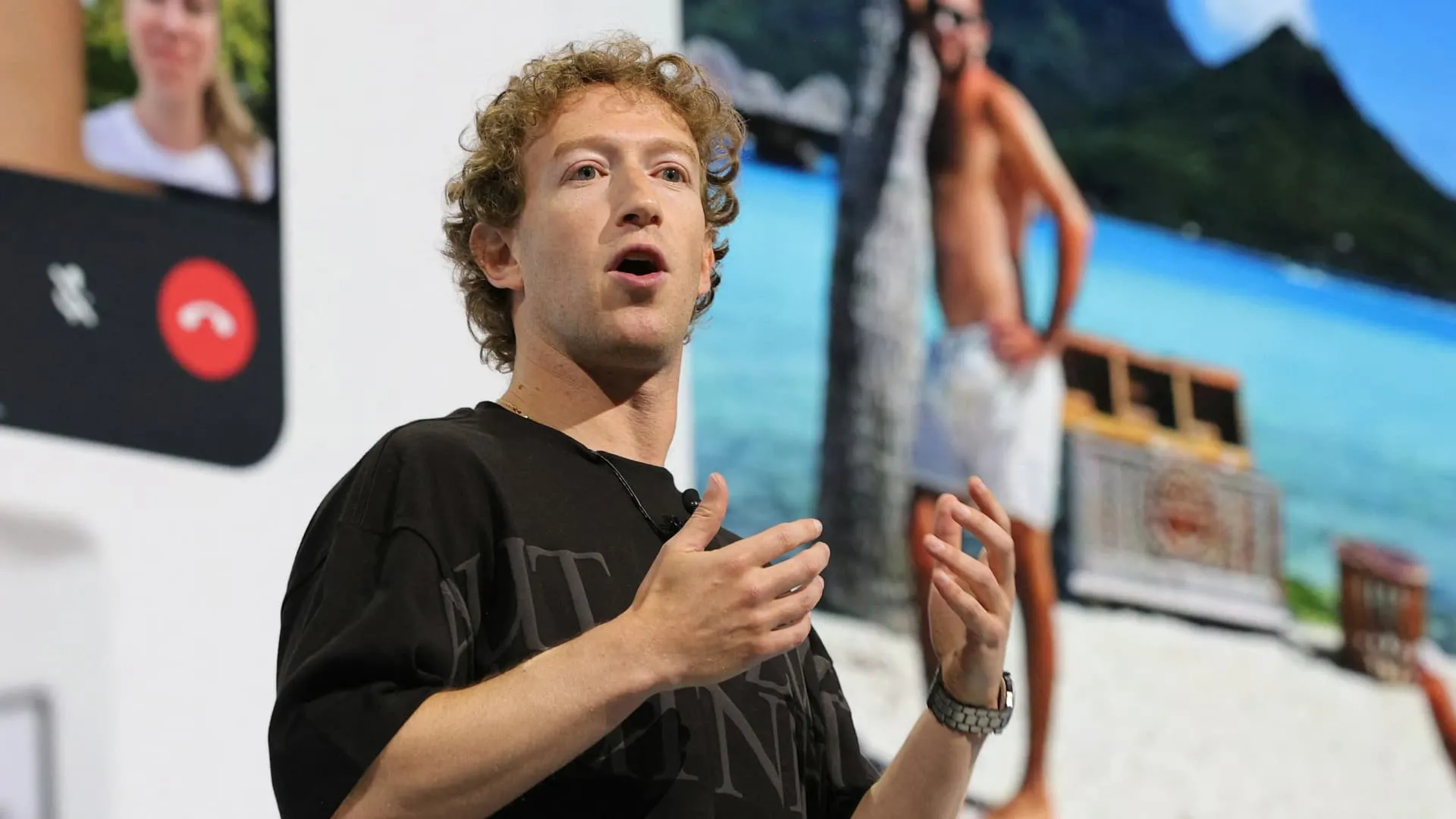 Meta branding at a company event as the company launches Muse Spark, its new AI model