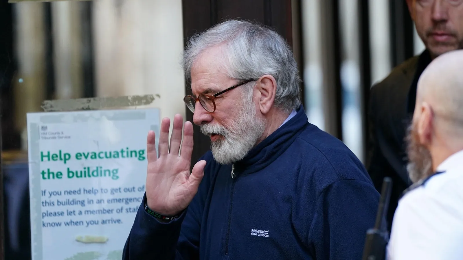 Gerry Adams arrives at the Royal Courts of Justice in London during the civil trial, March 2026