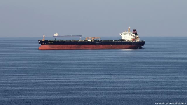 Commercial oil tankers transiting the Strait of Hormuz in the Persian Gulf
