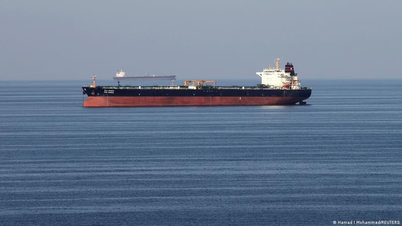 Commercial oil tankers transiting the Strait of Hormuz in the Persian Gulf