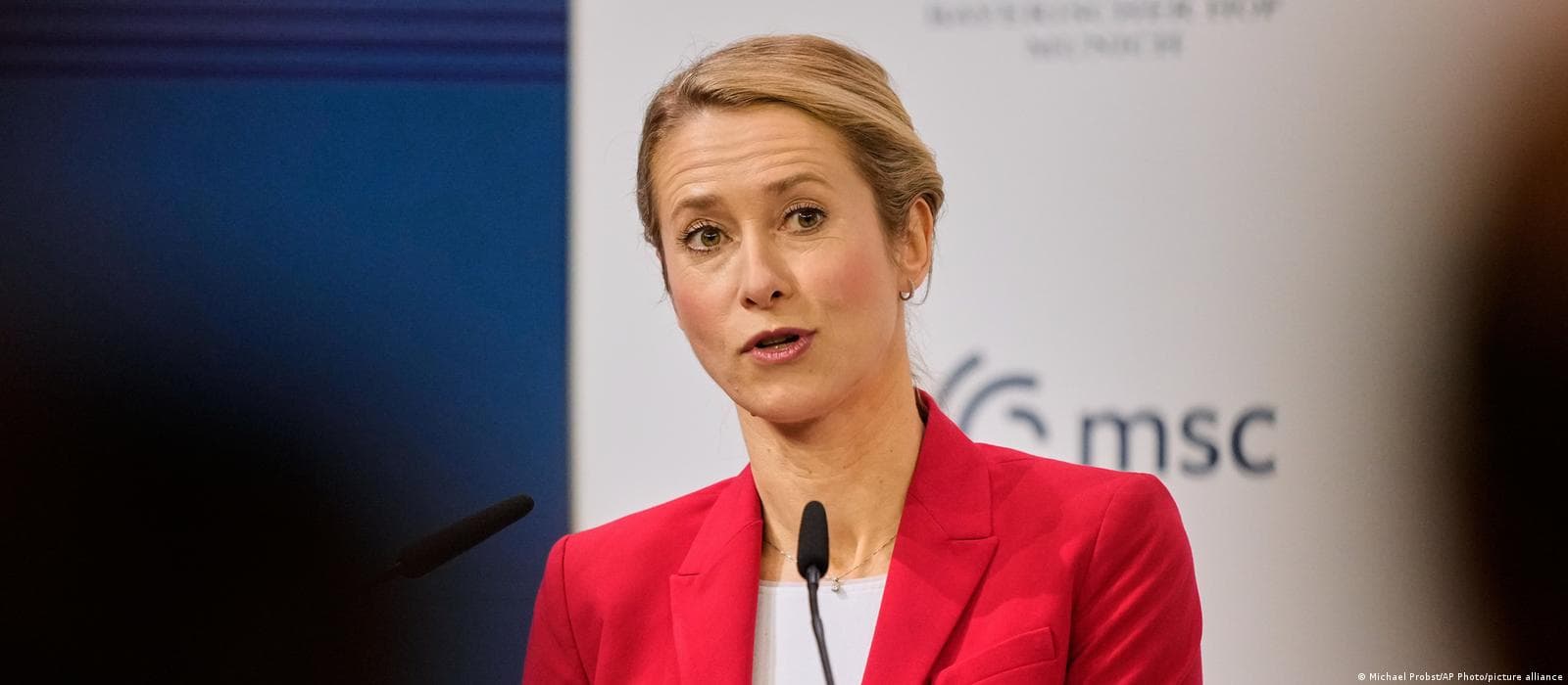 EU foreign policy chief Kaja Kallas speaking at the Munich Security Conference 2026