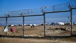 Aerial view of a detention facility in northeastern Syria formerly used to hold Islamic State prisoners