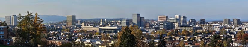 Panoramic view of the Zurich skyline in 2024, showing the city's commercial and residential districts