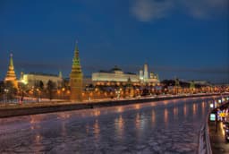 Panoramic view of the Moscow Kremlin complex along the river