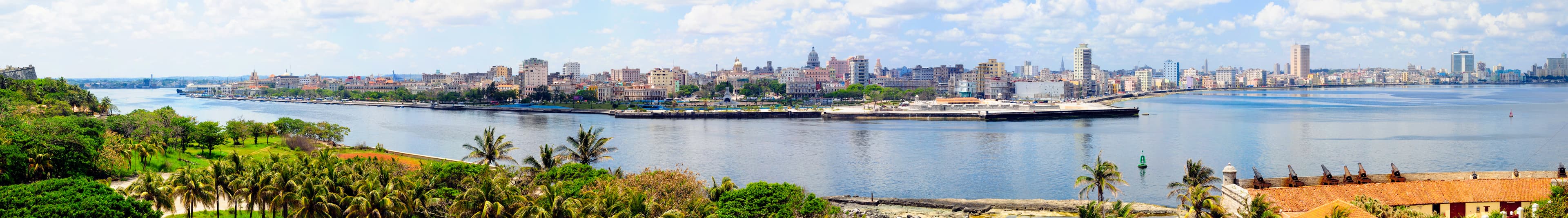 Panoramic view of Havana, Cuba, showing the city skyline along the waterfront