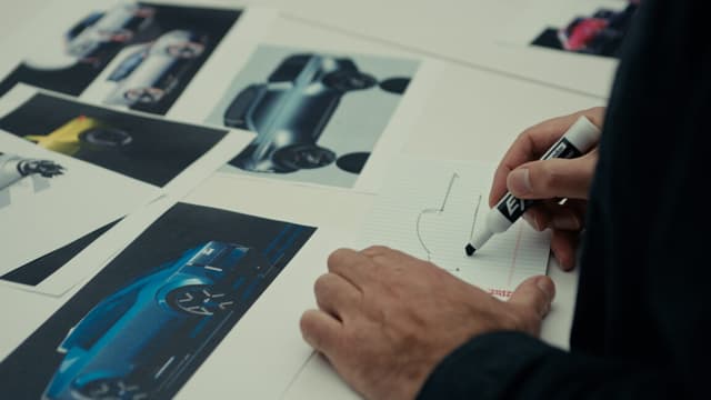 Early design renderings of Ford's upcoming midsize electric pickup truck built on the Universal EV Platform, showing an aerodynamic profile with a teardrop-shaped roofline