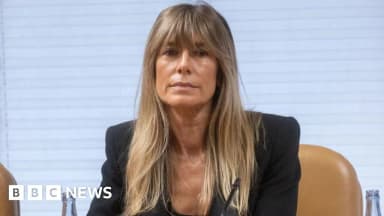 Begoña Gómez at the Assembly of Madrid in Madrid, Spain, as formal corruption charges against the Spanish prime minister's wife become public