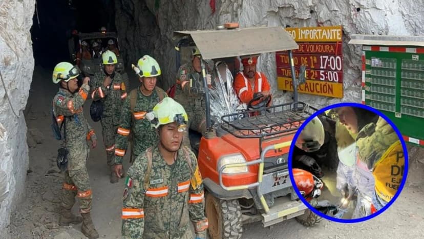 Francisco Zapata Nájera is evacuated after rescue from the flooded Santa Fe mine in El Rosario, Sinaloa