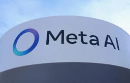 Meta AI logo outside the Meta House at the World Economic Forum in Davos, photographed by Reuters' Yves Herman