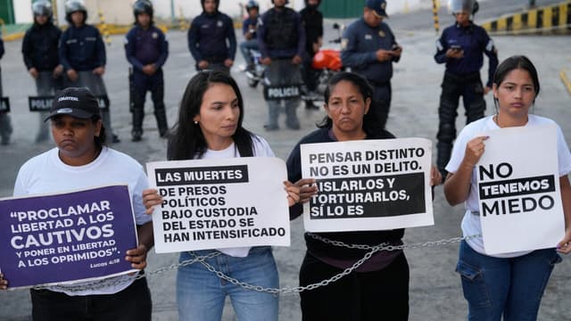 Opposition supporters march through the streets of Caracas, Venezuela on National Youth Day, demanding the release of political prisoners