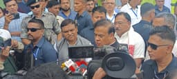 Assam Chief Minister Himanta Biswa Sarma speaking to media during a public event in Guwahati