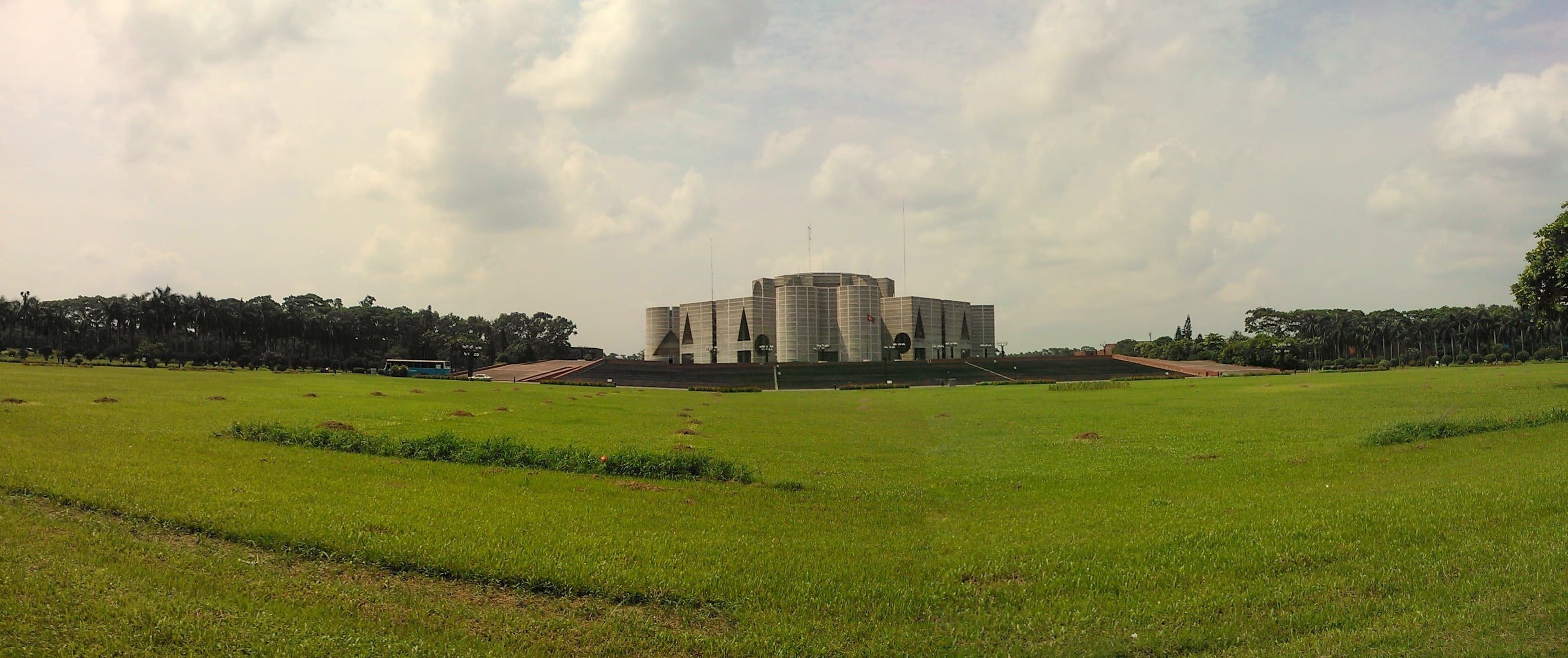 Panoramic view of the Jatiya Sangsad Bhaban, Bangladesh's National Parliament building in Dhaka