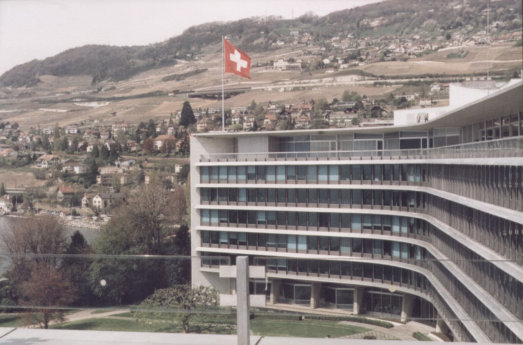 Nestlé global headquarters building in Vevey, Switzerland, on the shores of Lake Geneva