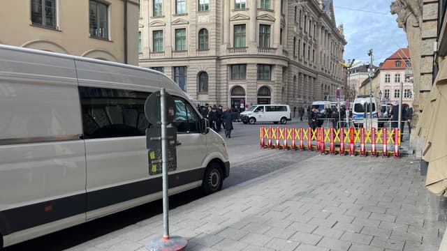 Security personnel and delegates at the Munich Security Conference venue