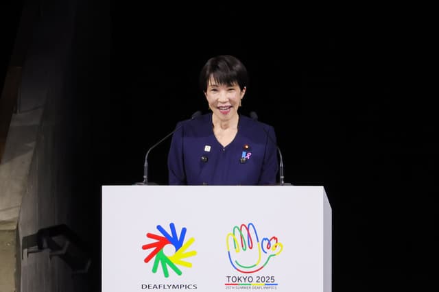 Japanese Prime Minister Sanae Takaichi at a public event in 2025