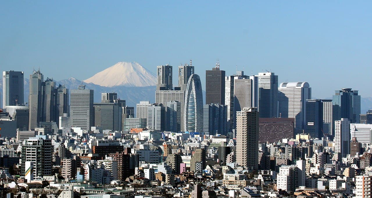 Skyline of Shinjuku, Tokyo, Japan — the commercial heart of the world's fourth-largest economy and a key battleground in the global streaming wars